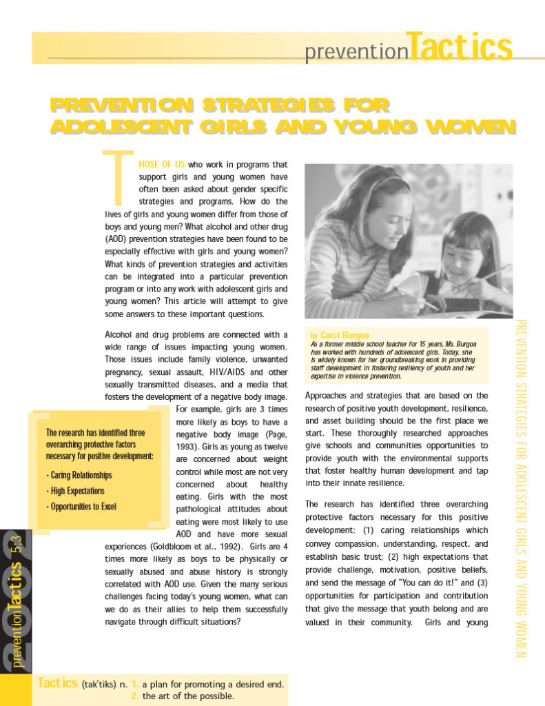 Prevention Strategies For Adolescent Girls And Young Women